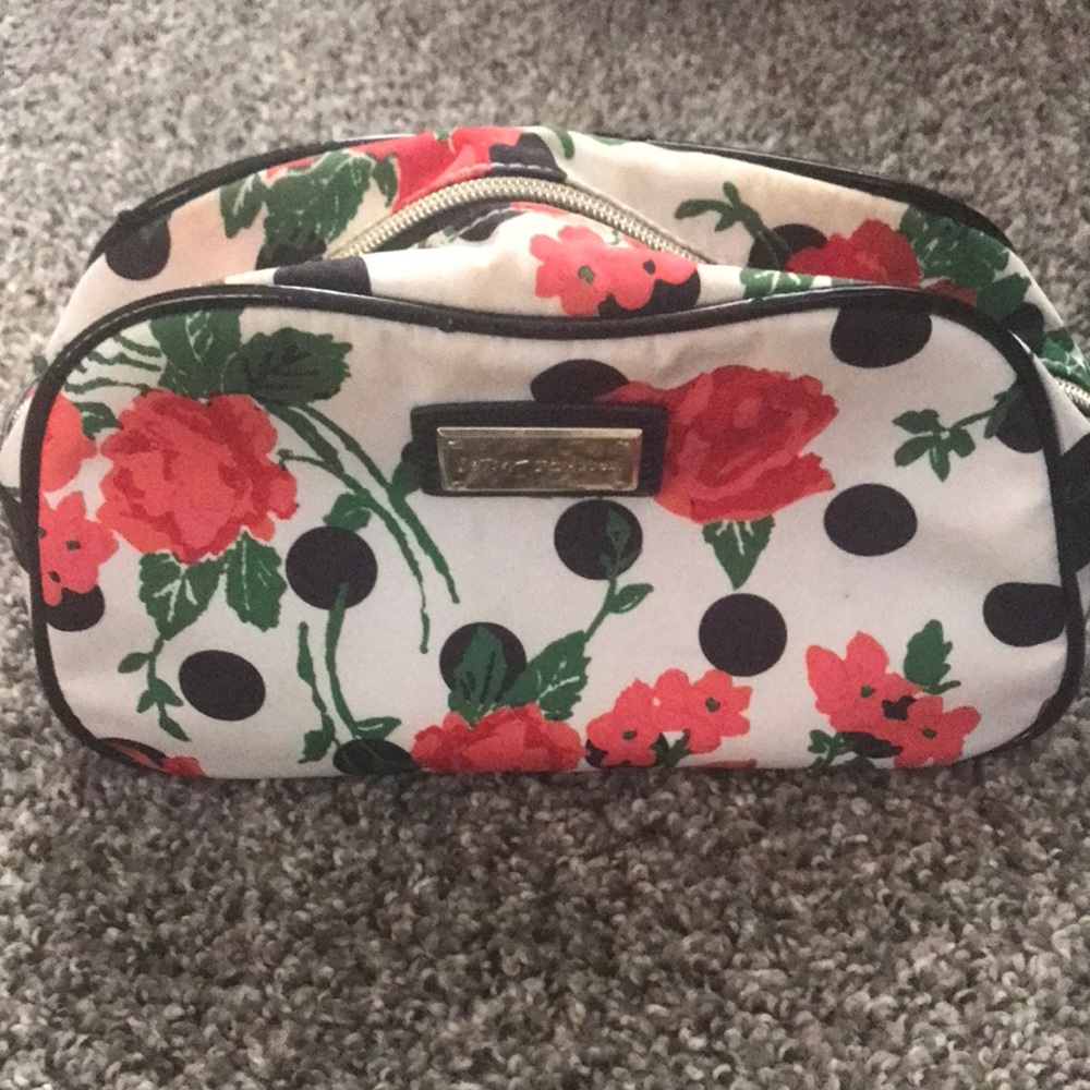 Betsey Johnson Floral Polka Dot Cosmetic Bag